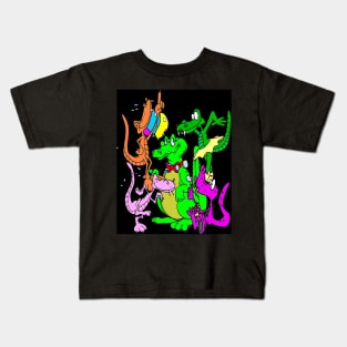 Cartoon Fantasy Abstract  Animal Reptile Print Kids T-Shirt